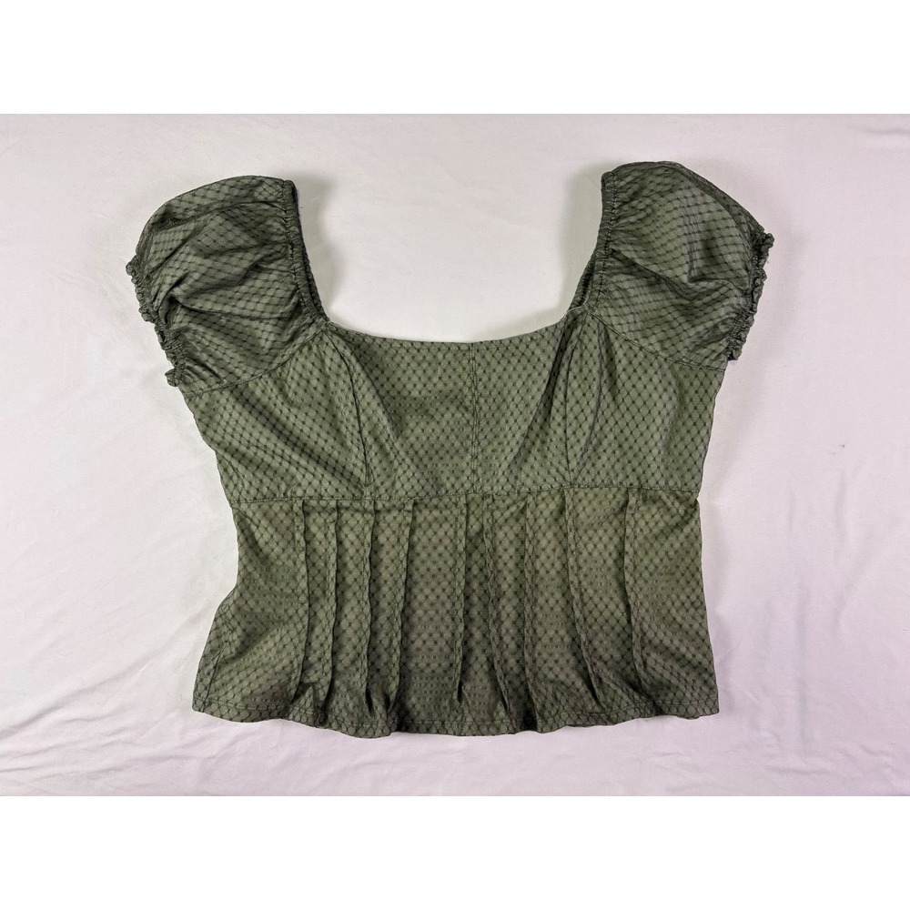 Anthropologie Puffed Cap Sleeve Corset Top XL Pleated Romantic Peasant Ren Fair - Picture 6 of 8